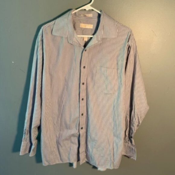 MICHAEL Michael Kors Button Down Gray Blue Stripes - Picture 2 of 7